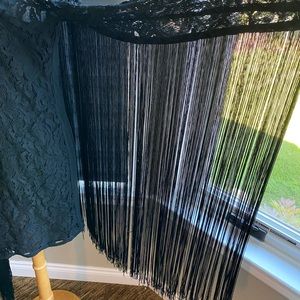 Michael Kors black lace and fringe cocktail dress